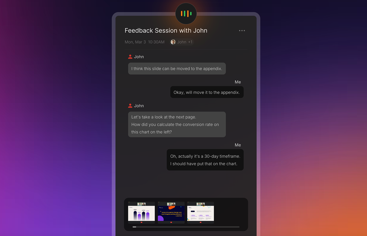 Relora smart screenshots feature showing automatic screen capture during meetings